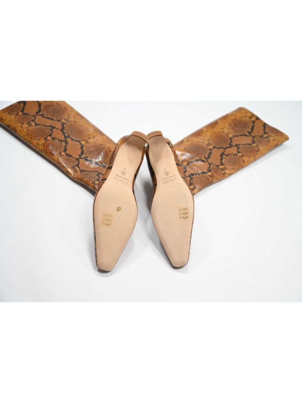 STAUD Wally Snake-Embossed Leather Knee High Boots in Snake - Picture 7 of 8